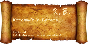 Korcsmár Baracs névjegykártya